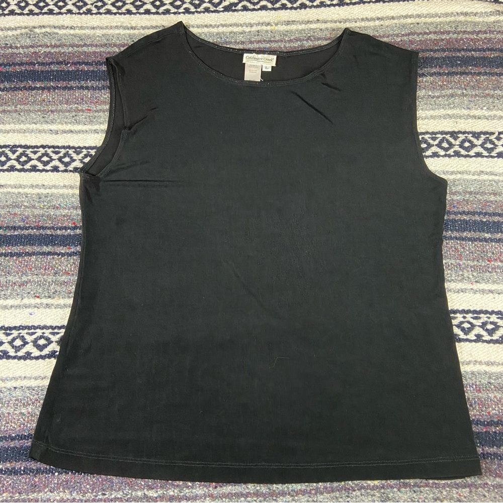 3/$12 Coldwater Creek Black Sleeveless Shirt Tank Top Shell Large L Blouse